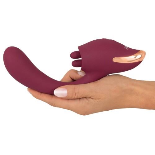 Малиновый вибратор с подвижными язычками 2 Function Vibrator - 20,6 см.