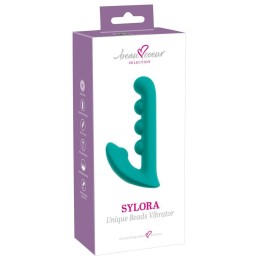 Зеленый вибратор SYLORA Unique Beads Vibrator - 17 см.