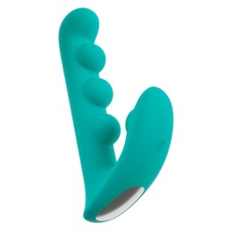 Зеленый вибратор SYLORA Unique Beads Vibrator - 17 см.