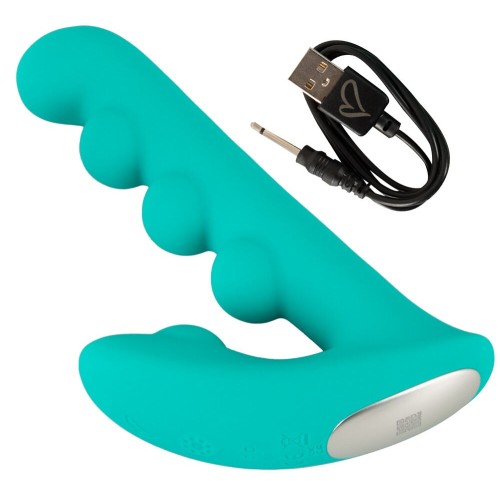 Зеленый вибратор SYLORA Unique Beads Vibrator - 17 см.