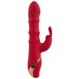 Красный вибратор-кролик с 3 подвижными кольцами Rabbit Vibrator with 3 Moving Rings - 23,7 см.