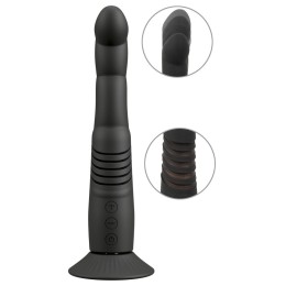 Черный вибратор с поступательными движениями G and P-Spot Thrusting Vibrator - 23 см.