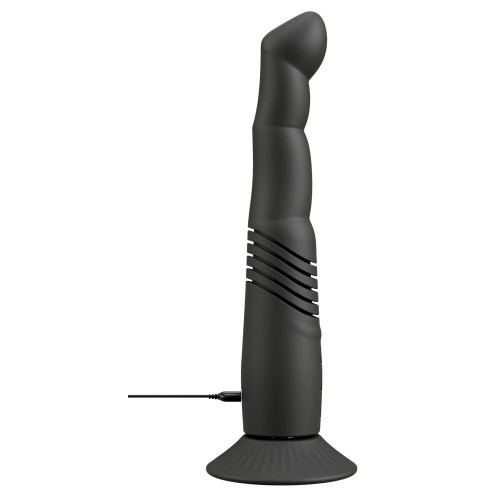 Черный вибратор с поступательными движениями G and P-Spot Thrusting Vibrator - 23 см.