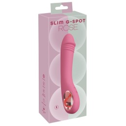 Розовый тонкий вибратор для точки G Slim G-Spot Rose - 21,4 см.