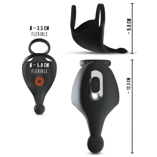 Черная вибронасадка для эрекции и стимуляции мошонки Cock ring with RC ball massager