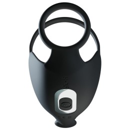 Черная вибронасадка для эрекции и стимуляции мошонки Cock ring with RC ball massager