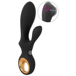 Черный вибратор-кролик с функцией расширения Inflatable Rabbit Vibrator - 18,3 см.
