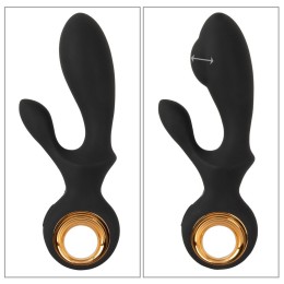 Черный вибратор-кролик с функцией расширения Inflatable Rabbit Vibrator - 18,3 см.