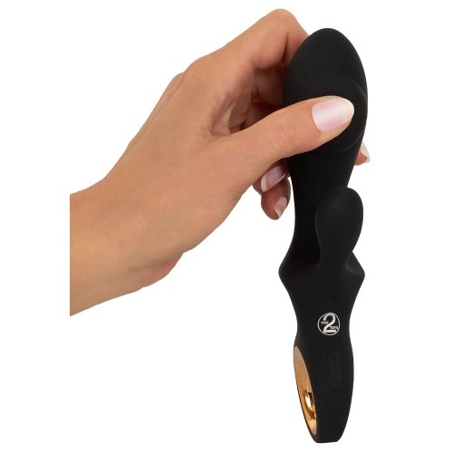 Черный вибратор-кролик с функцией расширения Inflatable Rabbit Vibrator - 18,3 см.