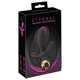 Черный вибратор с функцией расширения Inflatable Triple Vibrator - 18,9 см.