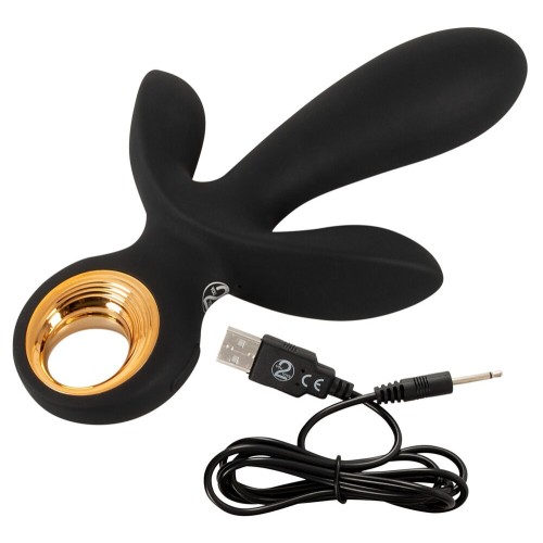 Черный вибратор с функцией расширения Inflatable Triple Vibrator - 18,9 см.