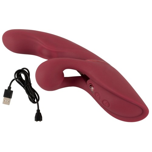 Малиновый вибратор-кролик с функцией постукивания 2 Function Rabbit Vibrator - 22,3 см.