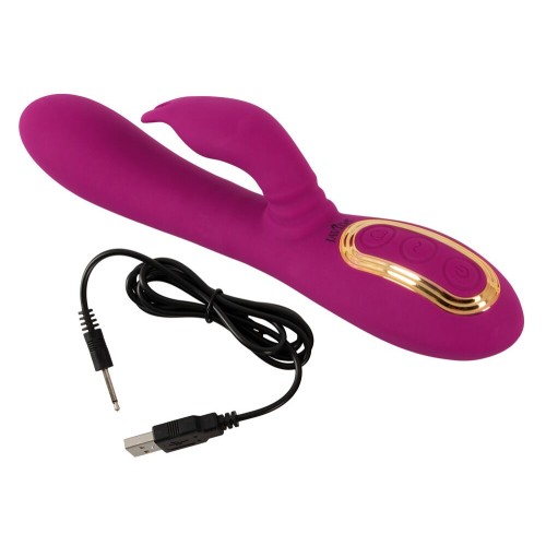 Фиолетовый вибратор 3 Function Vibrator с вращением бусин - 23 см.