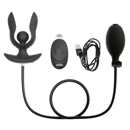 Черная расширяющаяся анальная пробка с вибрацией RC Inflatable Expander Plug with Vibration