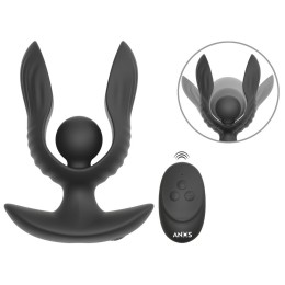 Черная расширяющаяся анальная пробка с вибрацией RC Inflatable Expander Plug with Vibration