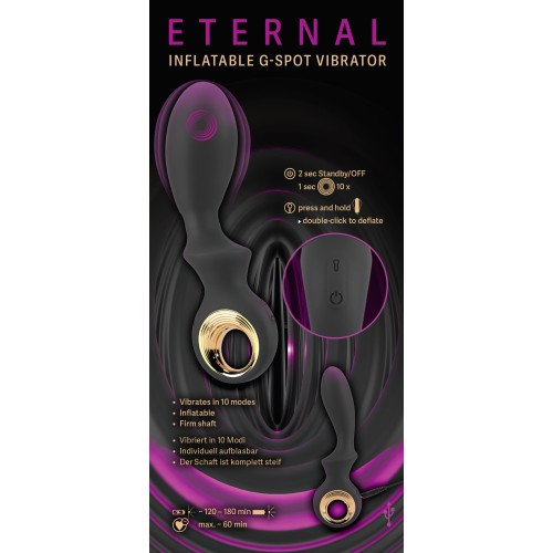 Черный вибратор для точки G с функцией расширения - 18,1 см.