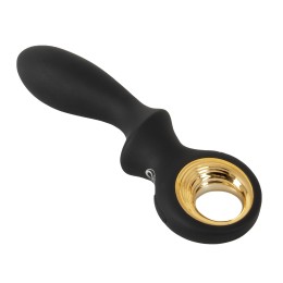 Черный вибратор для точки G с функцией расширения - 18,1 см.