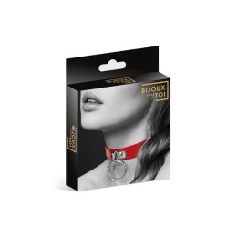 Красный узенький чокер с кольцом