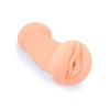 Телесный двусторонний мастурбатор с вибропулей и эрекционными кольцами в комплекте