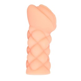 Телесный мастурбатор-вагина с вибропулей и эрекционными кольцами в комплекте