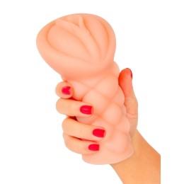 Телесный мастурбатор-вагина с вибропулей и эрекционными кольцами в комплекте