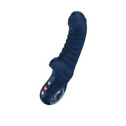 Синий вибратор Tiger с ребрышками - 22,5 см.