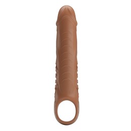 Коричневая вибронасадка с подхватом мошонки и пультом ДУ