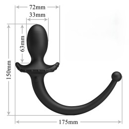 Черная анальная вибропробка с хвостом Anthony