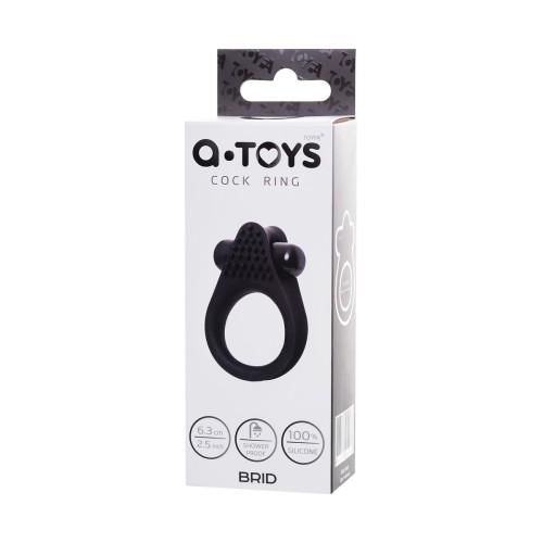 Черное эрекционное виброкольцо Brid с шипиками