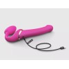 Ярко-розовый безремневой страпон Multi Orgasm Bendable Strap-On size L с клиторальной стимуляцией