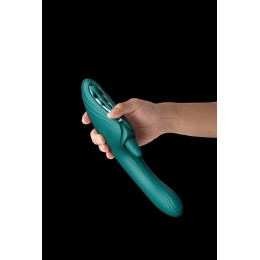 Зеленый вибростимулятор-кролик с функцией нагрева Ares - 24,6 см.