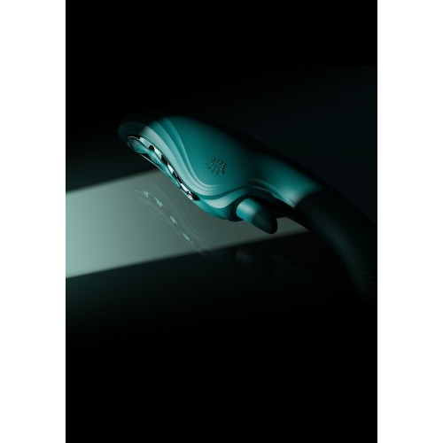 Зеленый вибростимулятор-кролик с функцией нагрева Ares - 24,6 см.