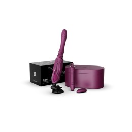 Фиолетовая секс-машина с функцией нагрева, насадками и присоской Sesh