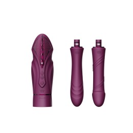 Фиолетовая секс-машина с функцией нагрева, насадками и присоской Sesh