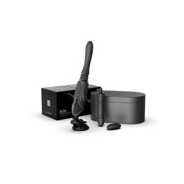 Черная секс-машина с функцией нагрева, насадками и присоской Sesh