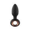 Черная анальная пробка с вибрацией, вращением и пультом ДУ