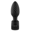 Черная анальная пробка с вибрацией, вращением и пультом ДУ