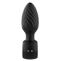 Черная анальная пробка с вибрацией, вращением и пультом ДУ
