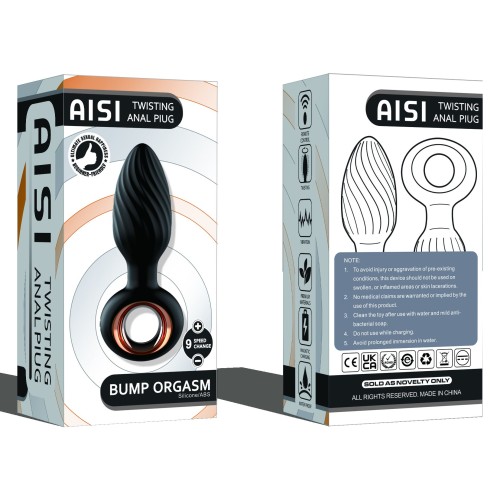 Черная анальная пробка с вибрацией, вращением и пультом ДУ