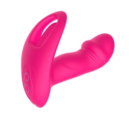 Розовый вагинально-клиторальный вибратор c функцией фингеринга
