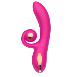 Розовый вибратор-кролик с функцией вращения ствола