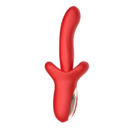 Красный вибратор с постукивающим эффектом - 22 см.