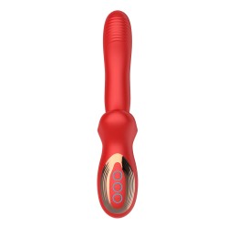Красный вибратор с постукивающим эффектом - 22 см.