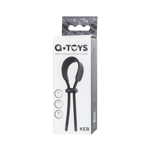Черное эрекционное лассо на пенис Keb