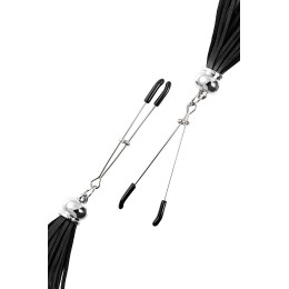 Зажимы на соски «Вилки» с черными кисточками из замши