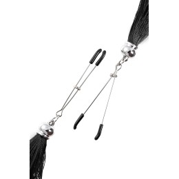 Зажимы на соски «Вилки» с черными кисточками из шелка