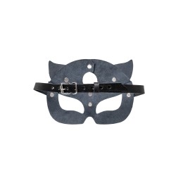 Черная кожаная рельефная маска кошки