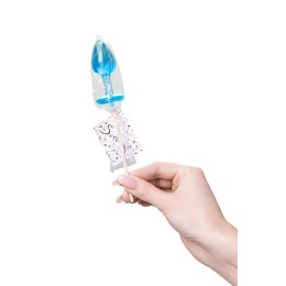 Голубой леденец в форме анальной пробки со вкусом блю кюрасао - 29 гр.