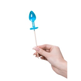 Голубой леденец в форме анальной пробки со вкусом блю кюрасао - 29 гр.