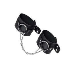 Черные оковы из толстой кожи с люверсами